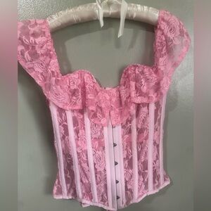 Fashion Nova Blush Lace-Up Corset
